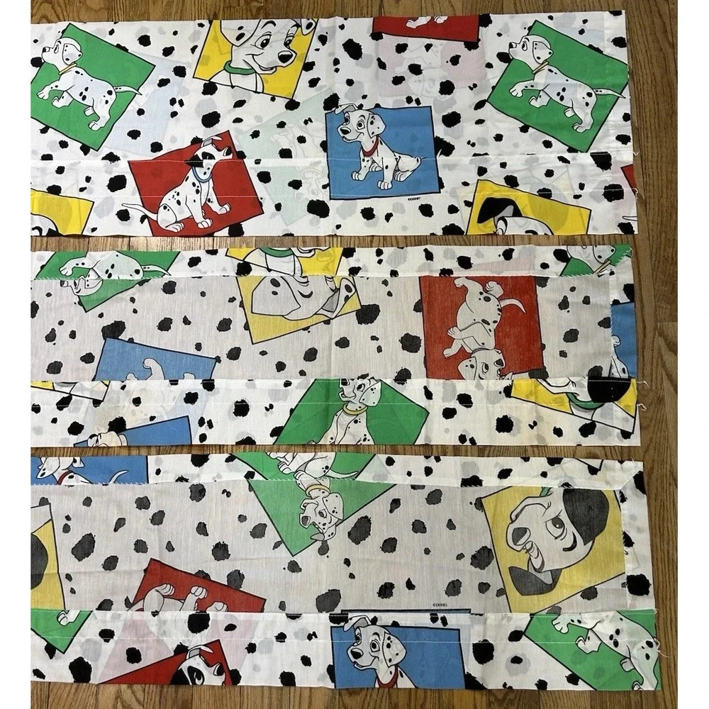 101 Dalmatians Unfinished Curtain Valances Unfinished Fabric Pieces Vintage 1993